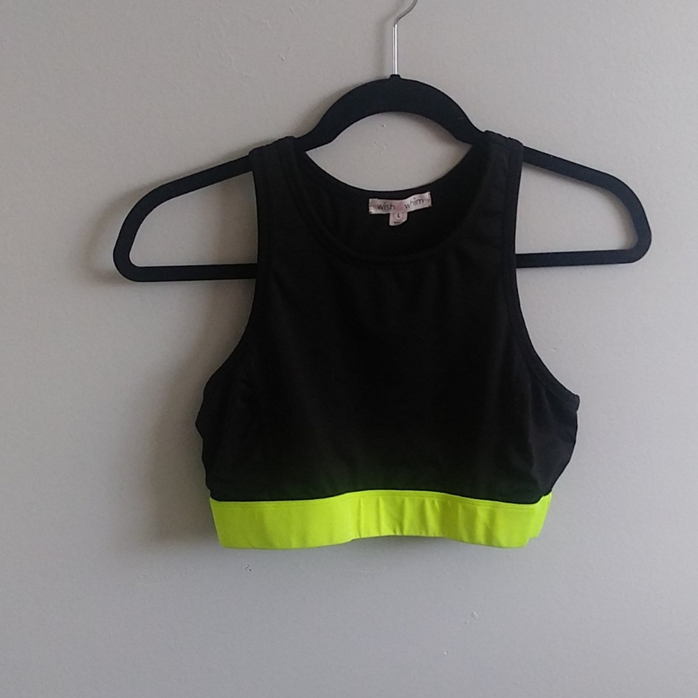 Black and neon green sports bra